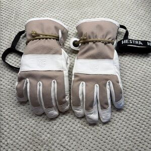 Hestra White and Tan Winter Gloves